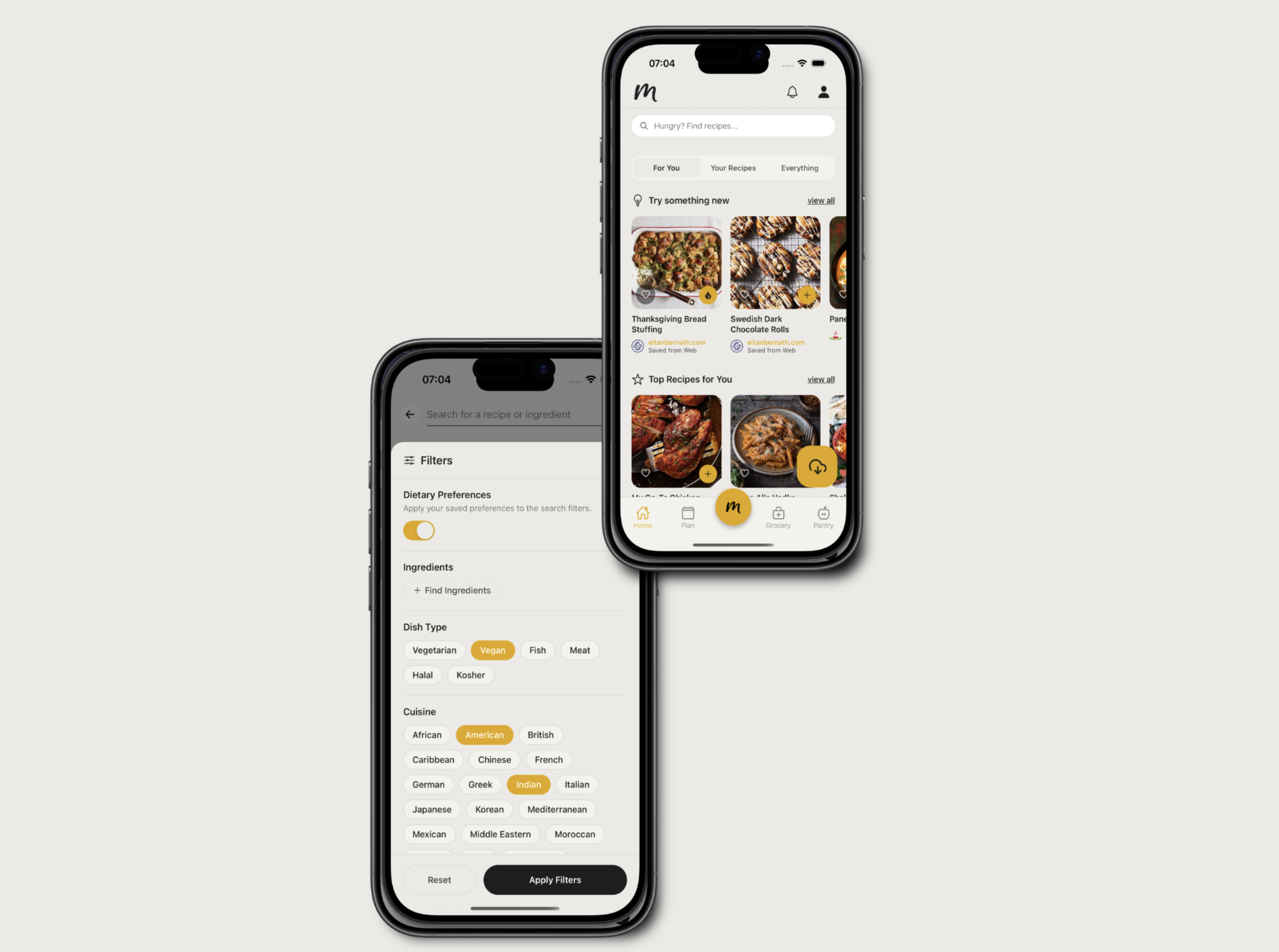 Filter and find recipes